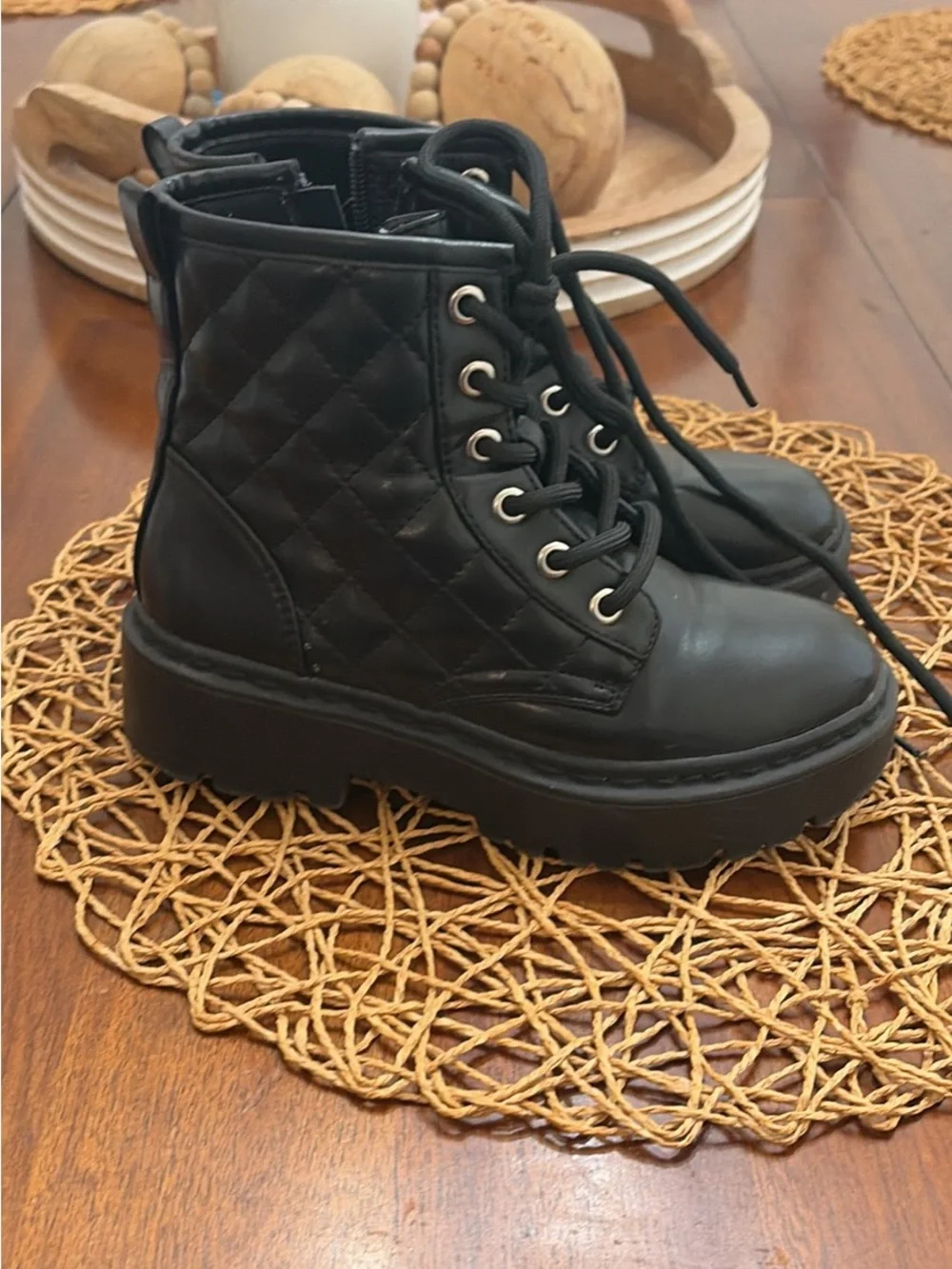 Steve Madden Black Kids Lace-Up Combat Boots